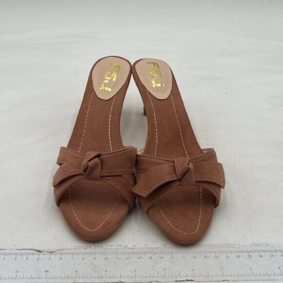 FSJ Women Cute Bowknot Slip On Mules Summer Open Toe Kitten Low Heel Sandal Ladi - Picture 3 of 8